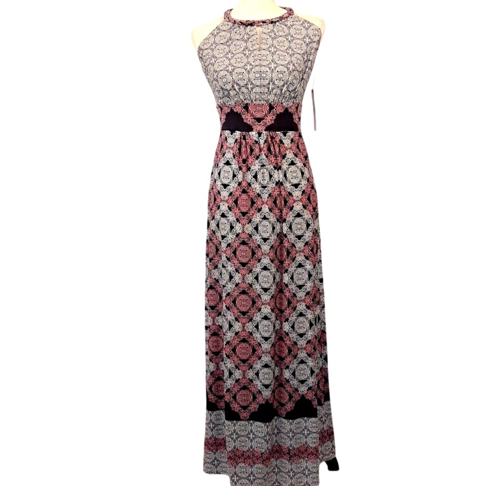 👉🏼Like New👈🏼 WISP (Maggy London) Comet Stretch Sleeveless Navy Pink Maxi Dress